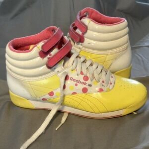 Reebok Classic High Liquid Spring Dots Yellow Hot Lips Sneakers Size 7